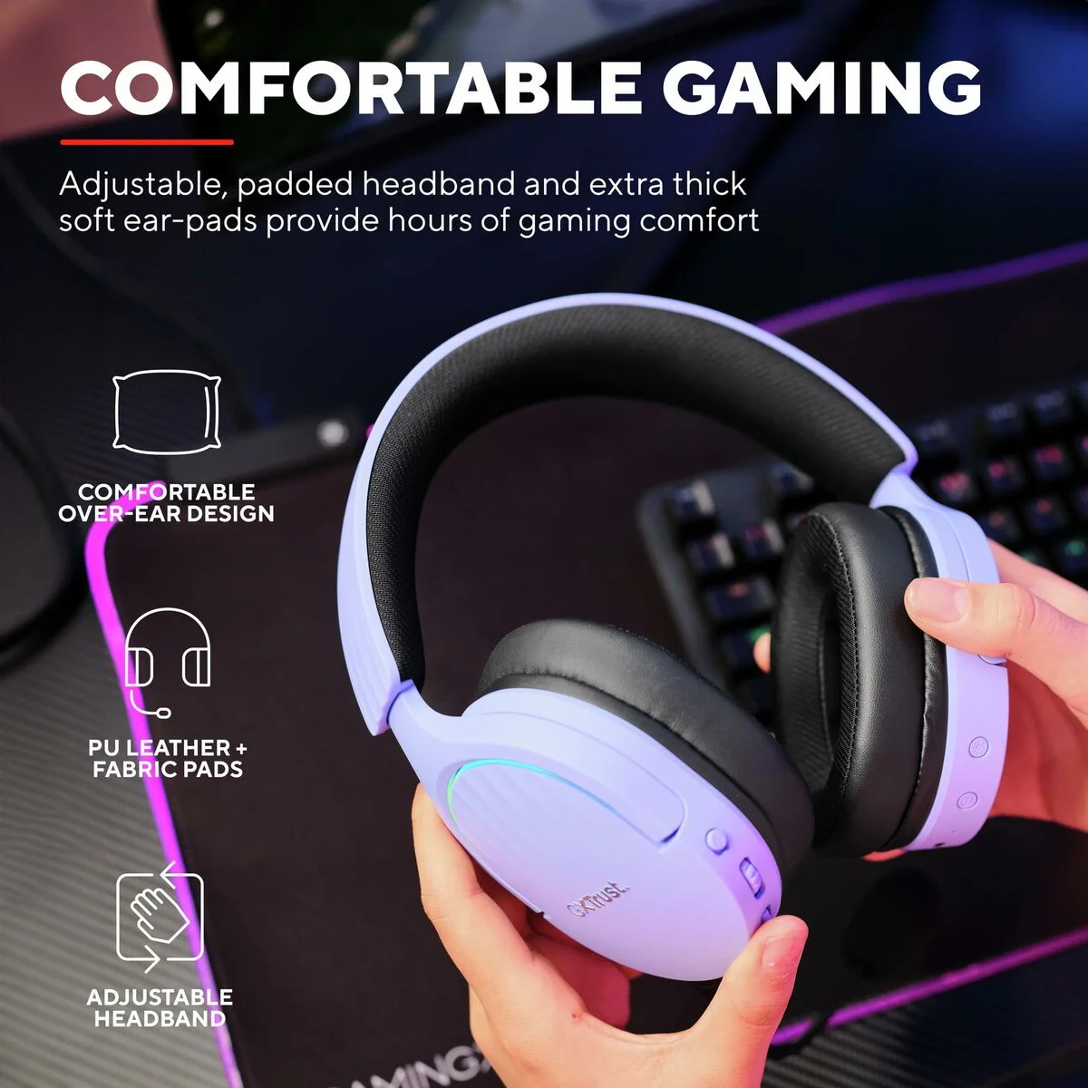 Auriculares con Micrófono Gaming Trust GXT 491 Negro Púrpura