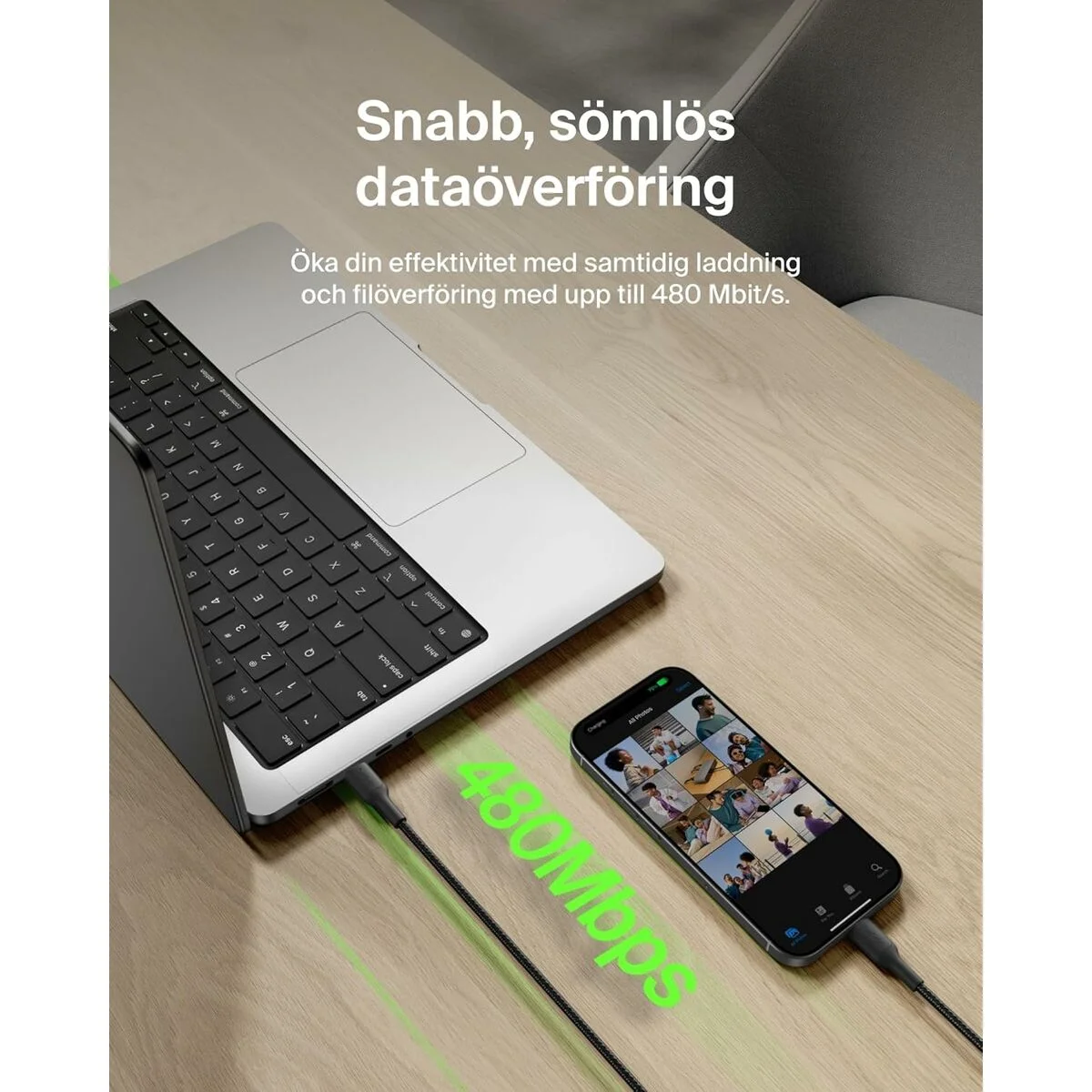 Cable USB a Lightning Belkin CAB025HQ2MBK Negro 2 m