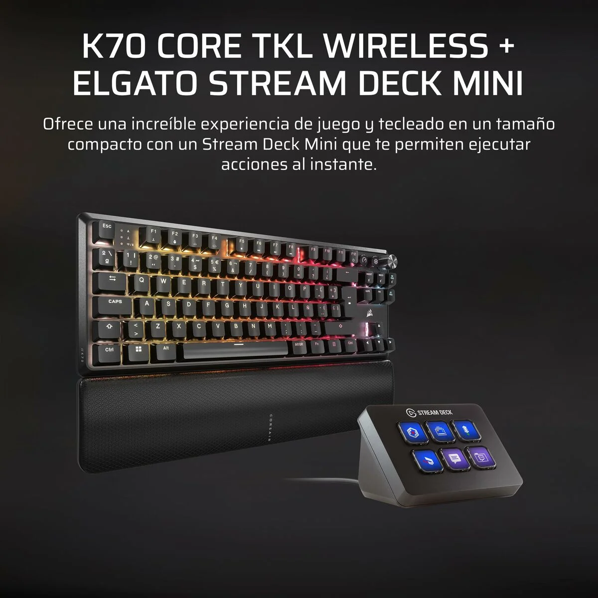 Teclado Inalámbrico Corsair CH-914901E-ES Negro Qwerty Español