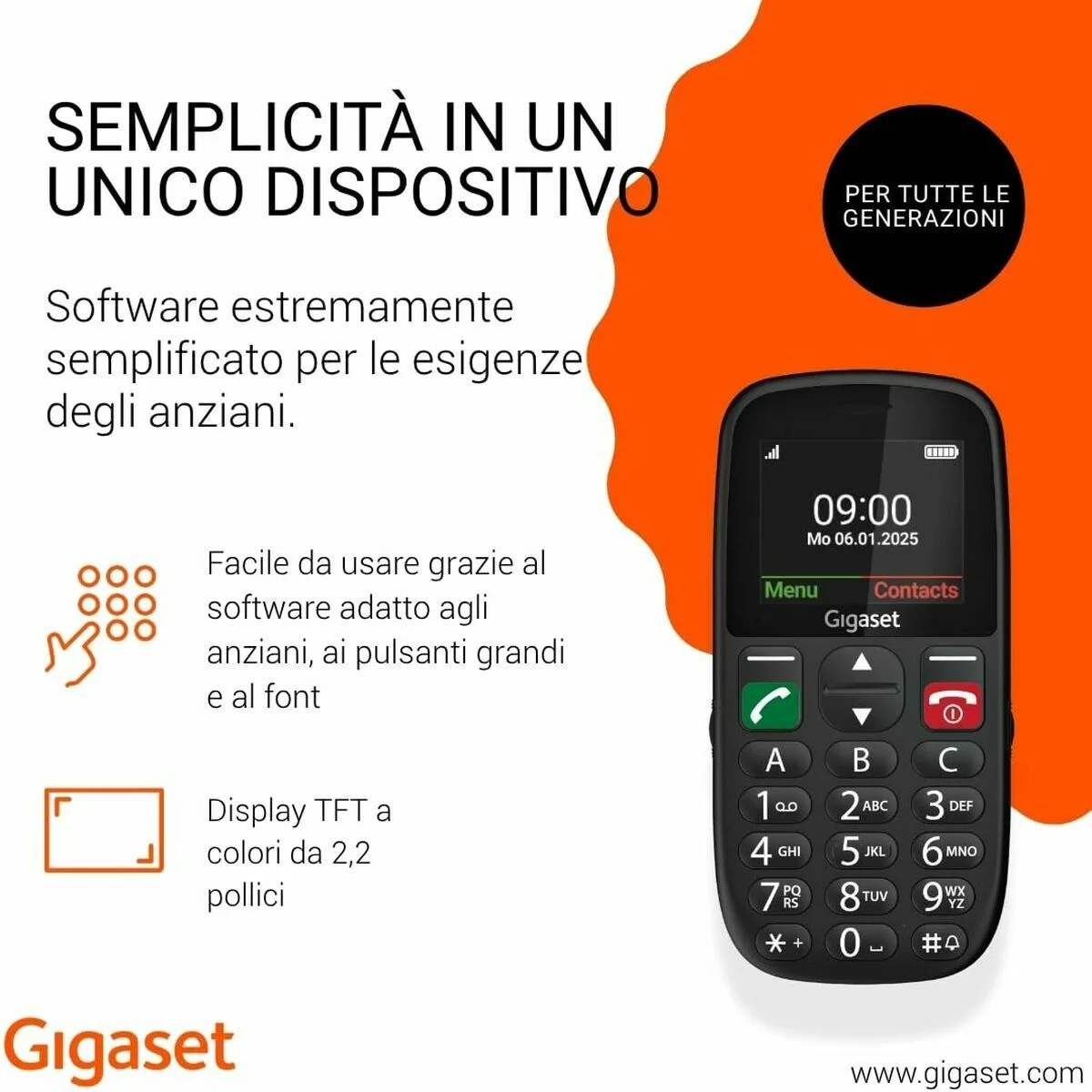 Smartphone Gigaset GL395 2,2" 32 MB RAM Negro