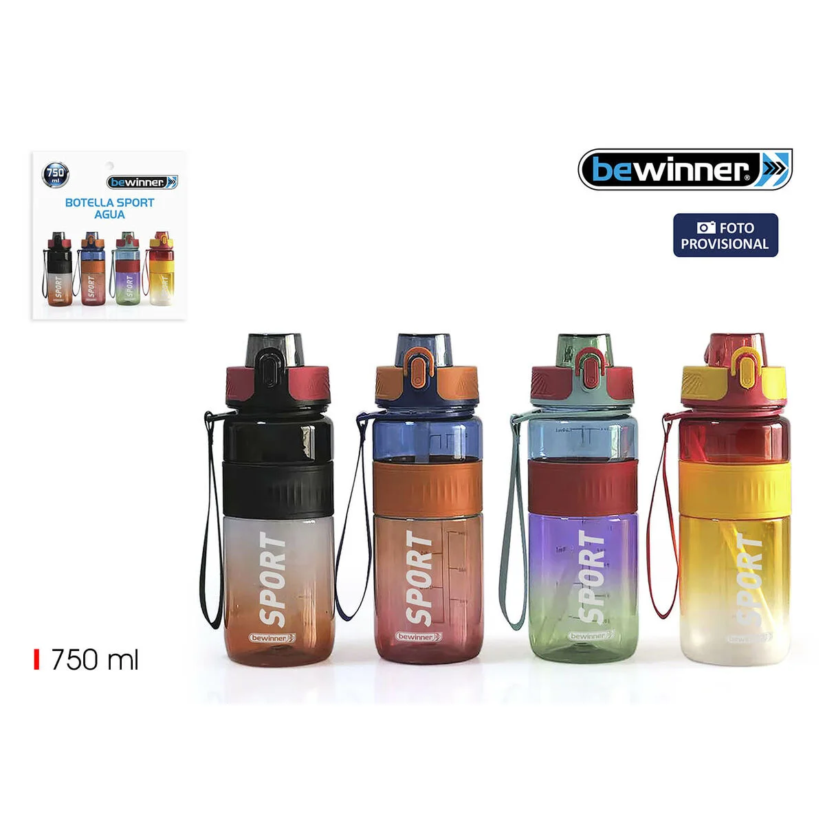 Botella de Agua Bewinner 0,75 L 7,6 x 27,5 cm (12 Unidades)