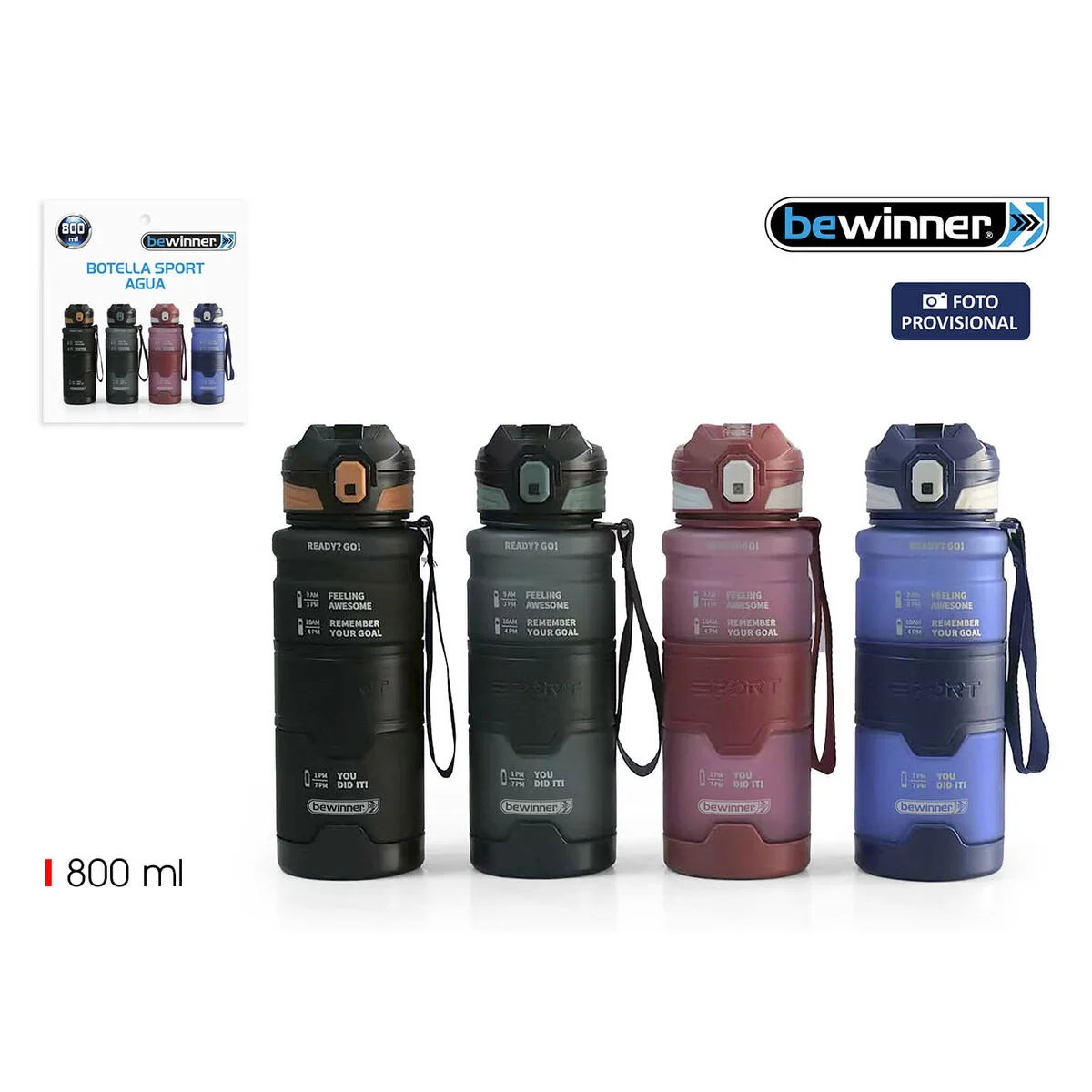 Botella de Agua Bewinner 800 ml 8 x 28,3 cm (12 Unidades)