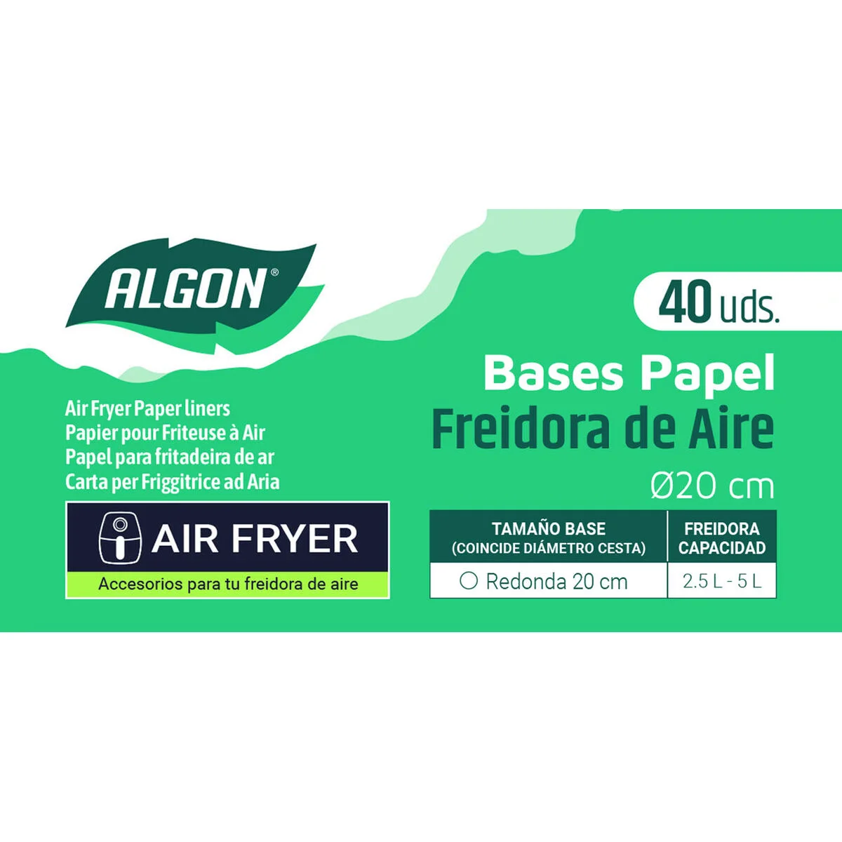 Papel para freidora de aire Inde 20 cm (24 Unidades)