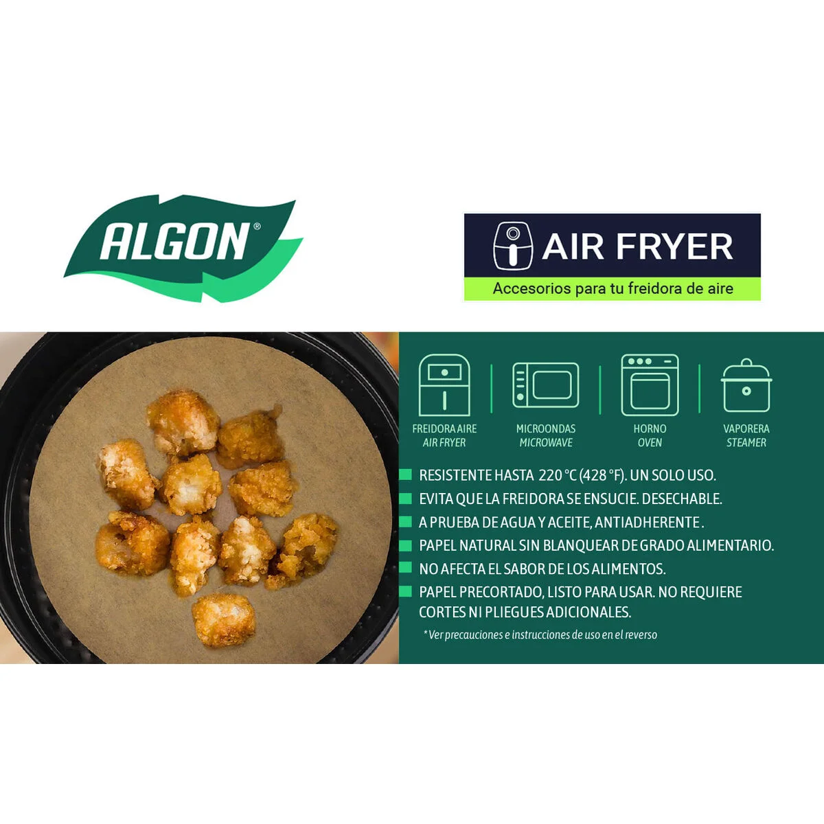Papel para freidora de aire Inde 20 cm (24 Unidades)