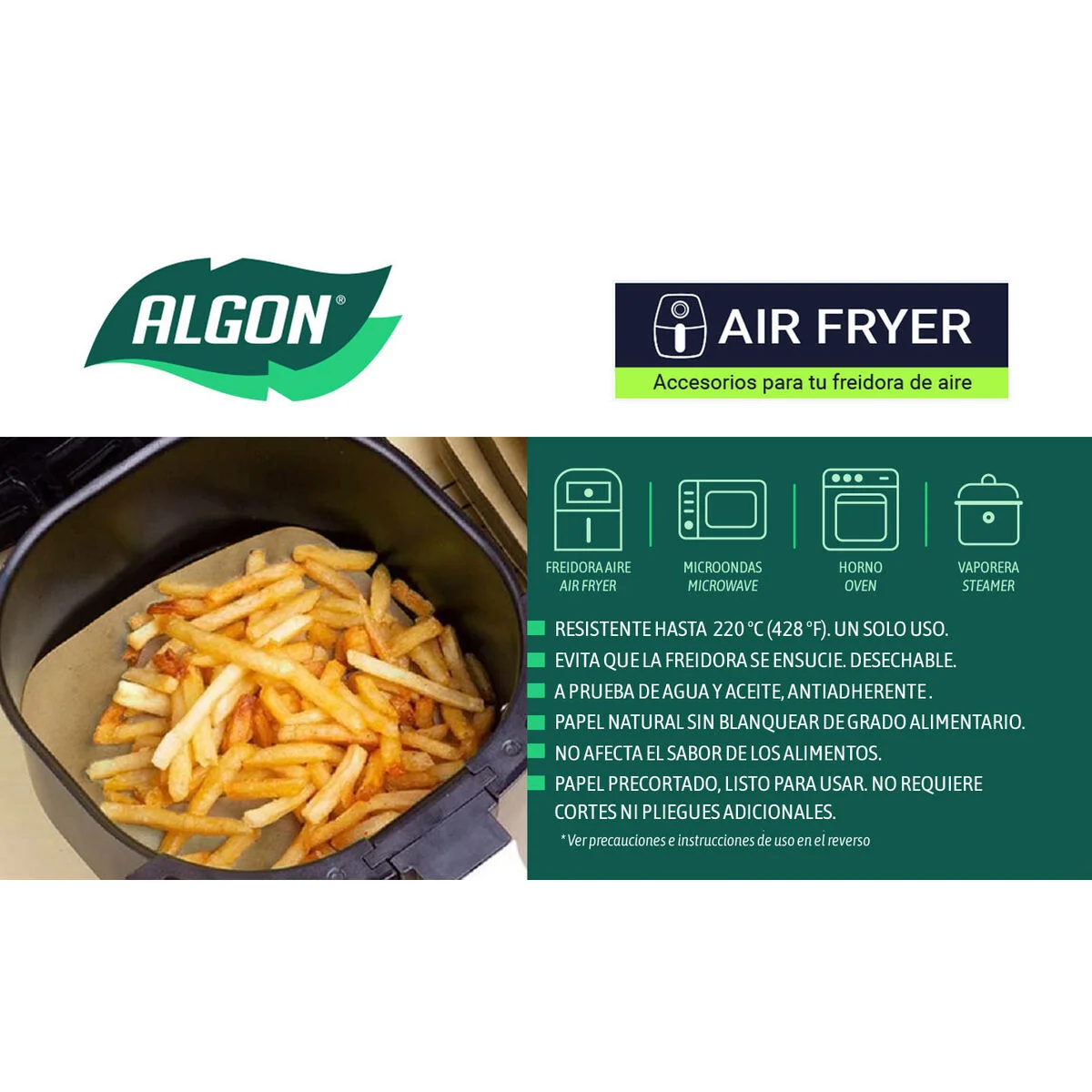 Papel para freidora de aire Inde 20 cm (24 Unidades)