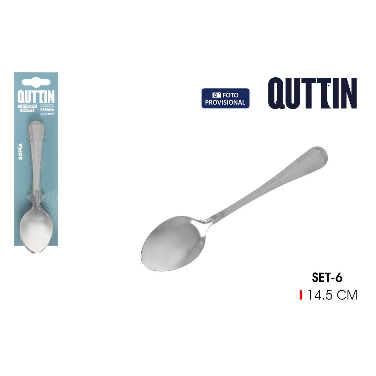 Set de cucharas de postre Quttin Sofia Negro 14,5 x 3,5 cm 6 Piezas (12 Unidades)