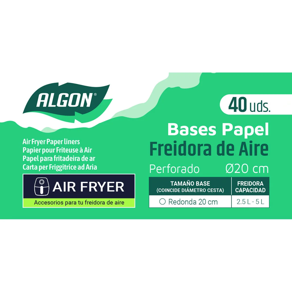 Papel para freidora de aire Inde 20 cm (24 Unidades)