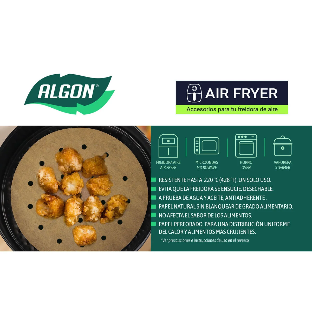Papel para freidora de aire Inde 20 cm (24 Unidades)