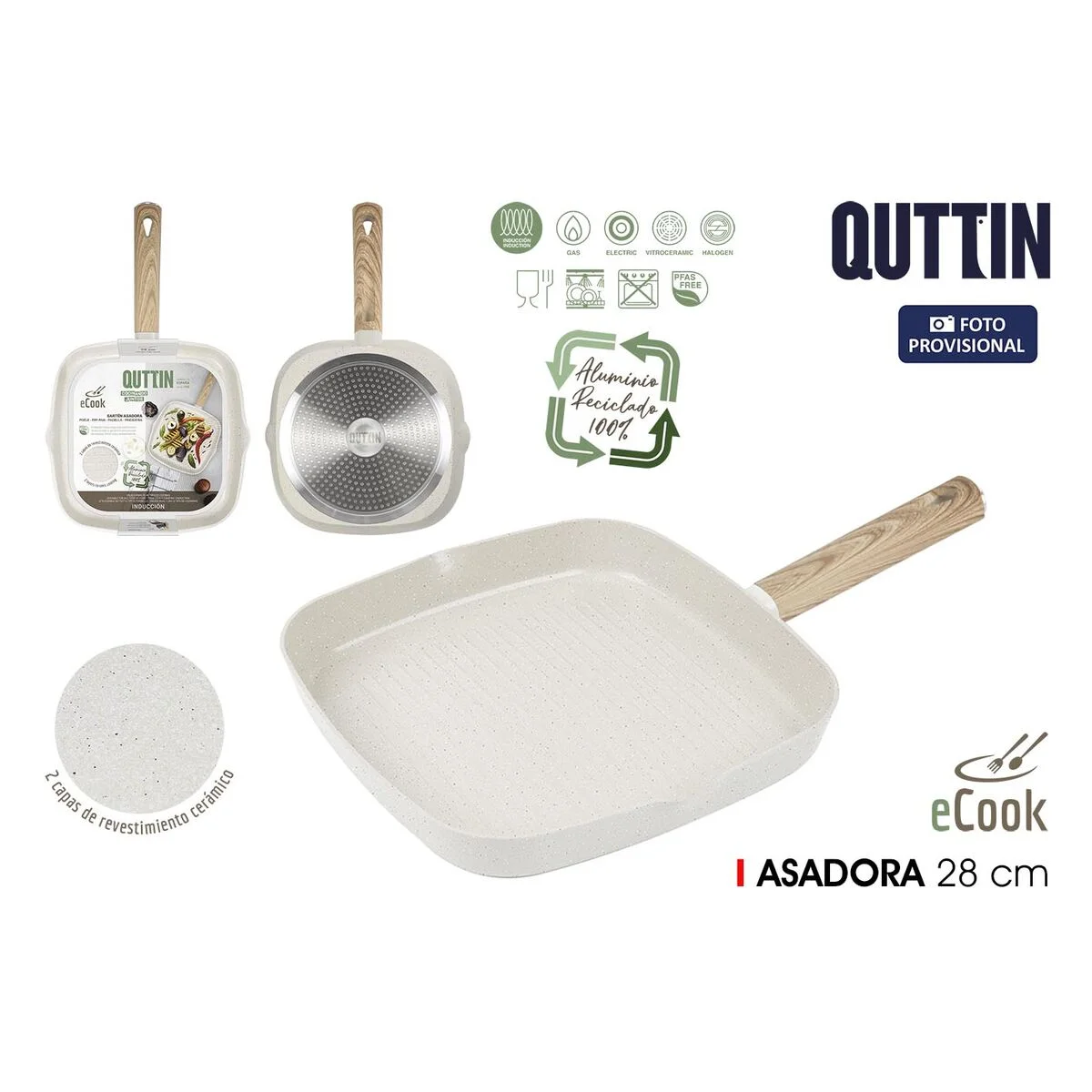 Sartén Asadora Quttin ECOOK Blanco