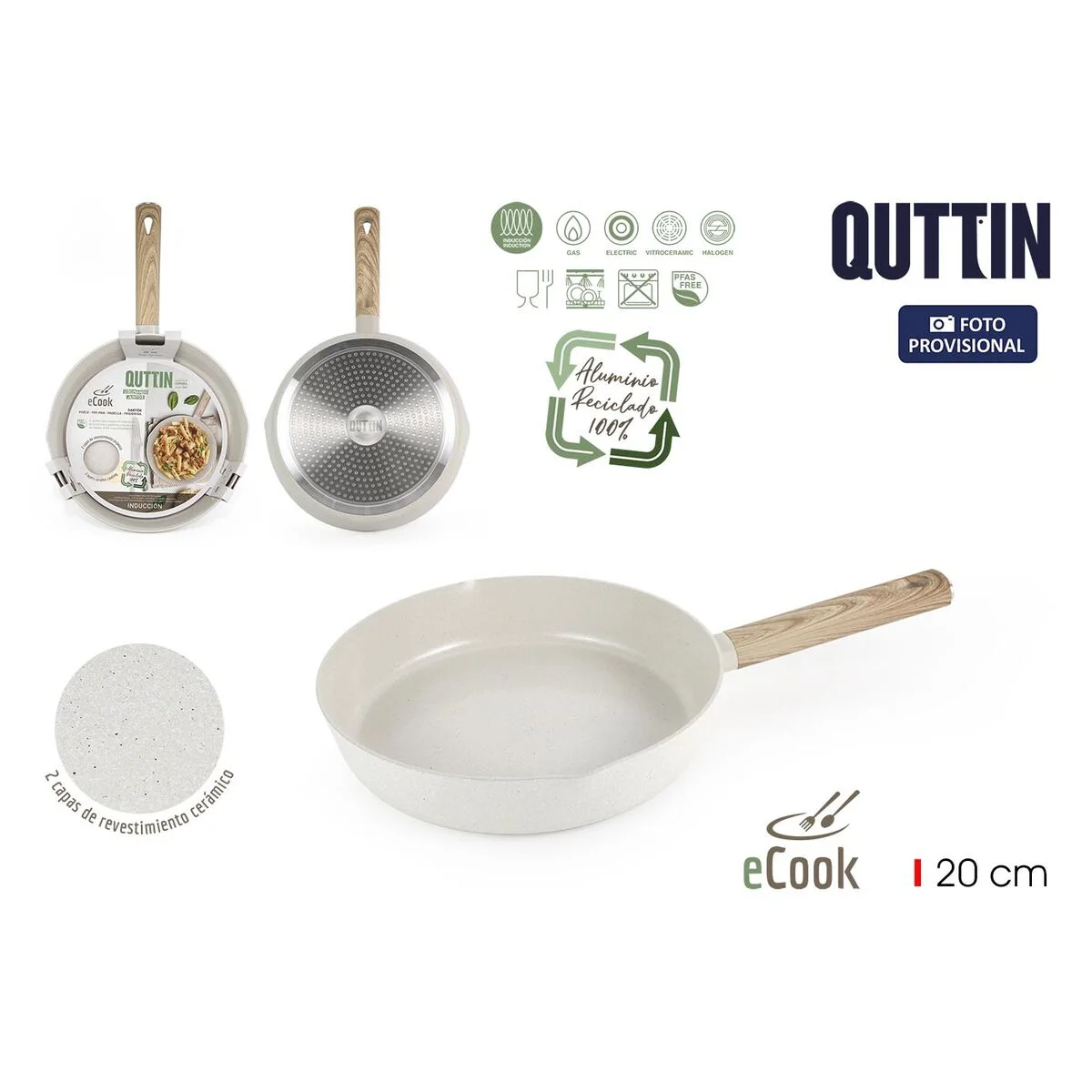 Sartén Quttin ECOOK Blanco (6 Unidades)