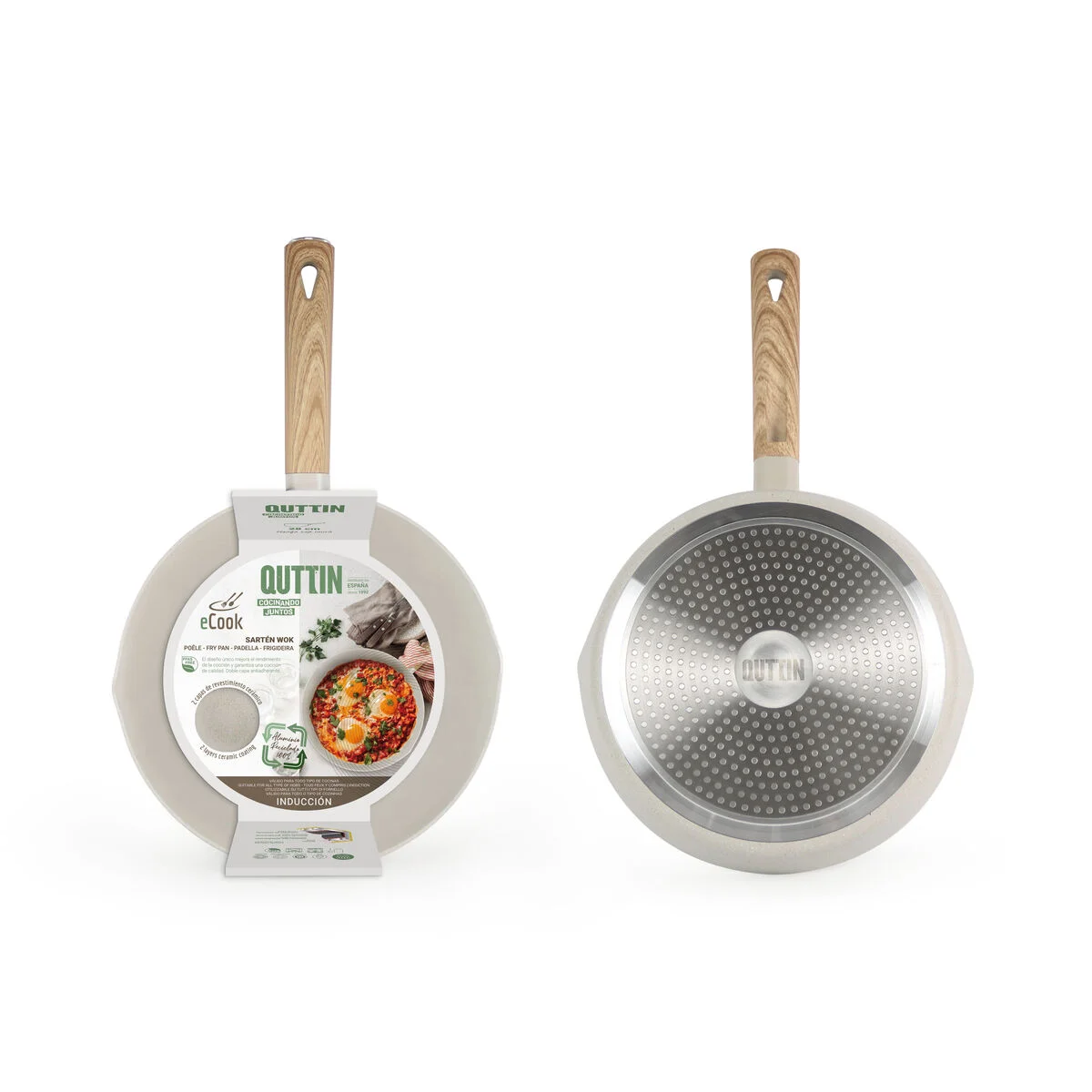 Sartén Wok Quttin ECOOK Blanco 28 x 8 cm 2,8 mm (6 Unidades)