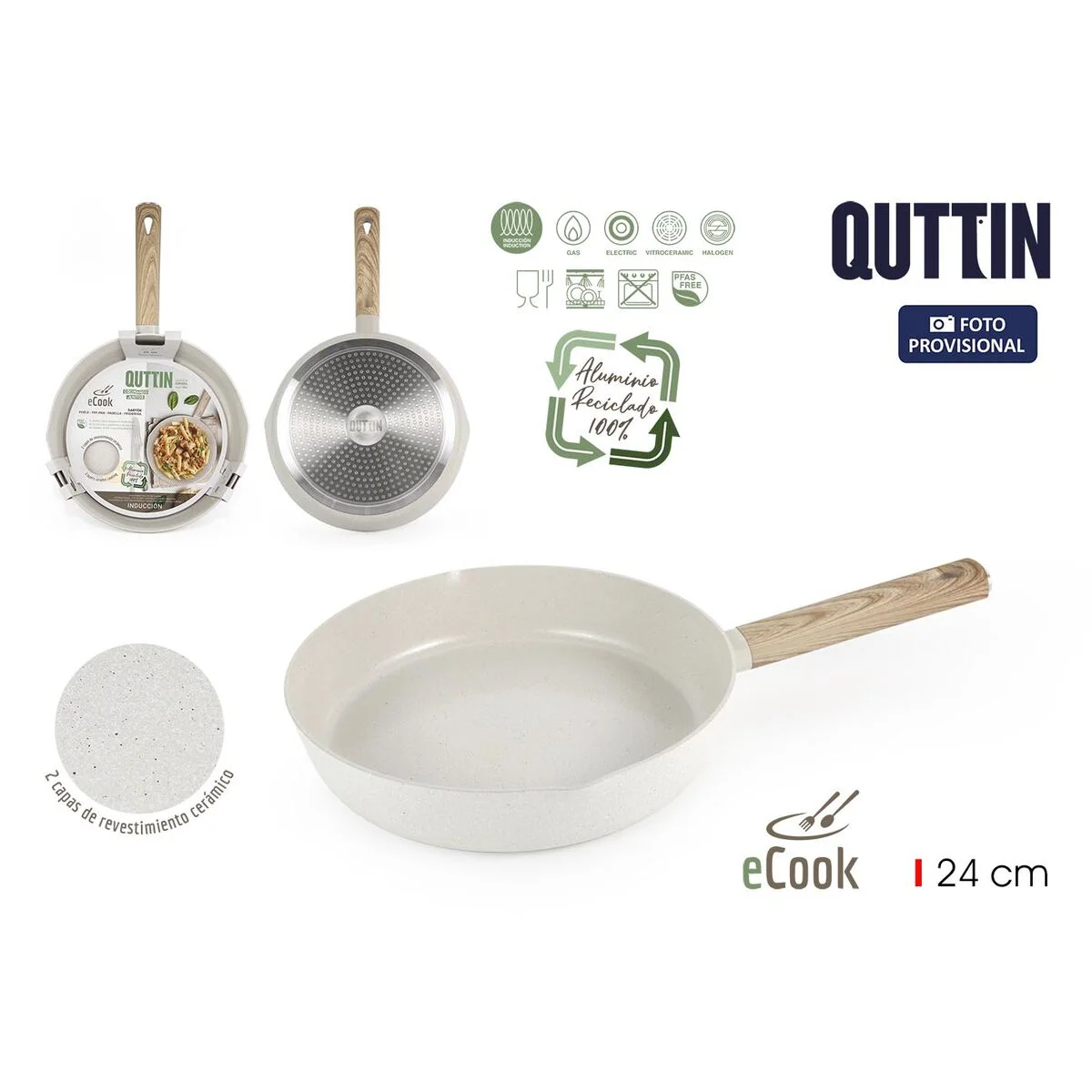Sartén Quttin ECOOK Blanco (6 Unidades)