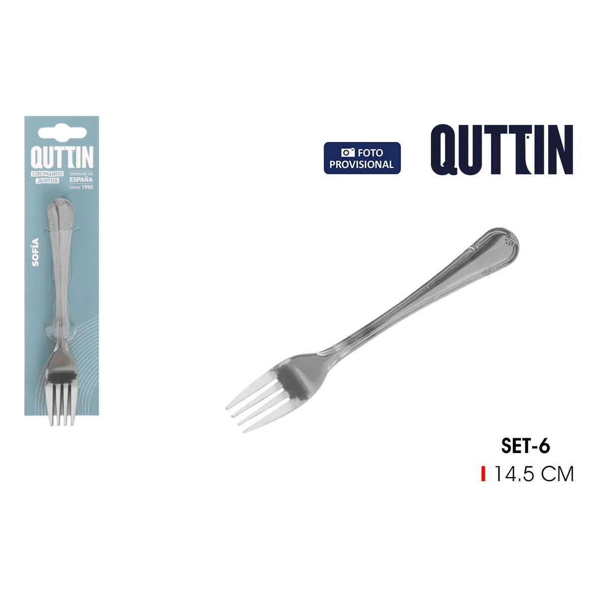 Set de Tenedores para Postre Quttin Sofia 14,5 x 2,2 cm 6 Piezas (12 Unidades)