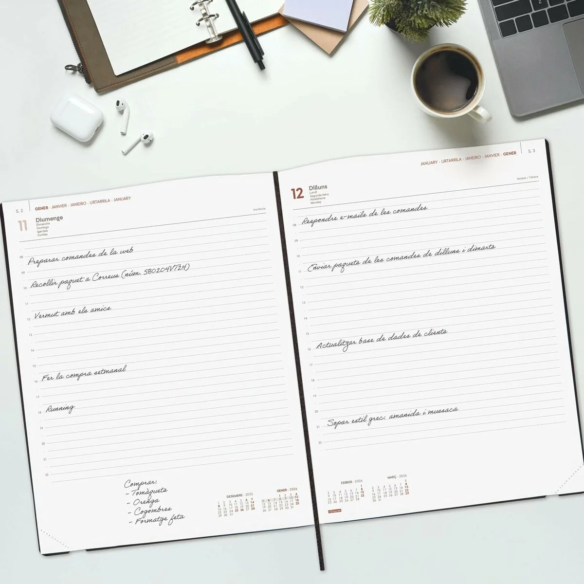 Agenda Finocam DYNAMIC MARA Negro 21 x 27 cm A4 2026