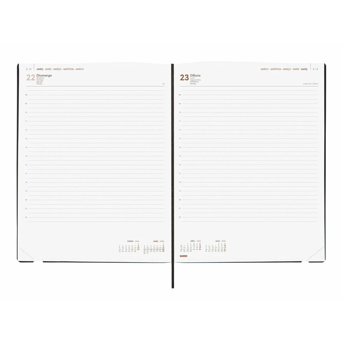 Agenda Finocam DYNAMIC MARA Negro 21 x 27 cm A4 2026