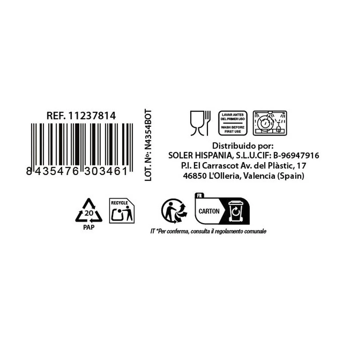 Set de Vasos La Mediterránea Leza 400 ml 6 Piezas (8 Unidades)