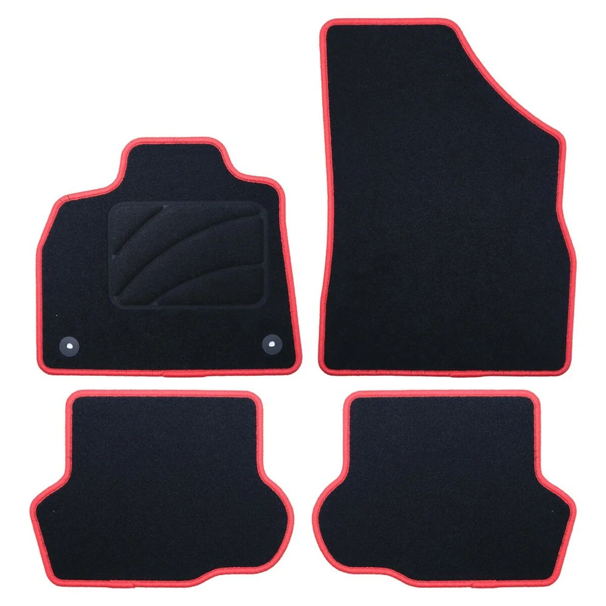Set de Alfombrillas para Coche OCC Motorsport OCCCT0031RD Negro Rojo Citroen DS5 Terciopelo 5 Piezas