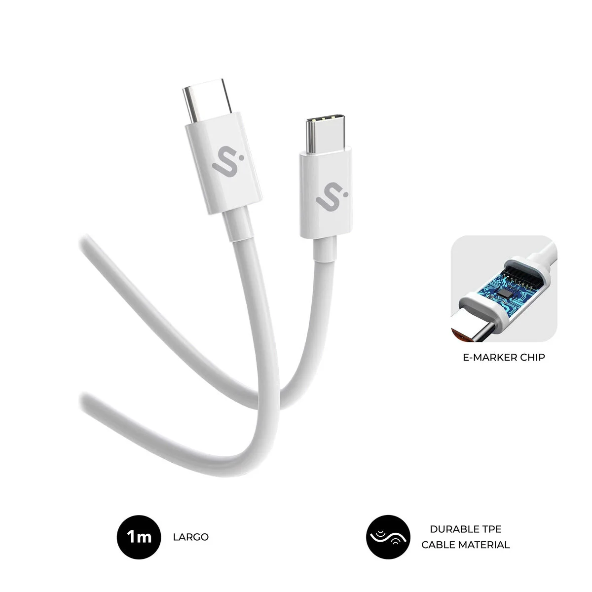 Cable USB-C a USB-C Subblim PLUS Negro 1 m