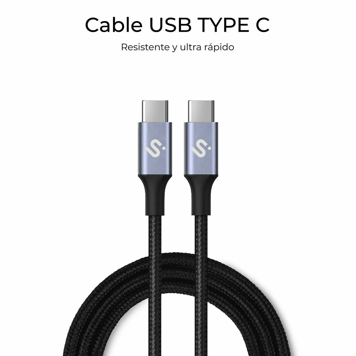 Cable USB-C a USB-C Subblim PLUS Negro 1 m