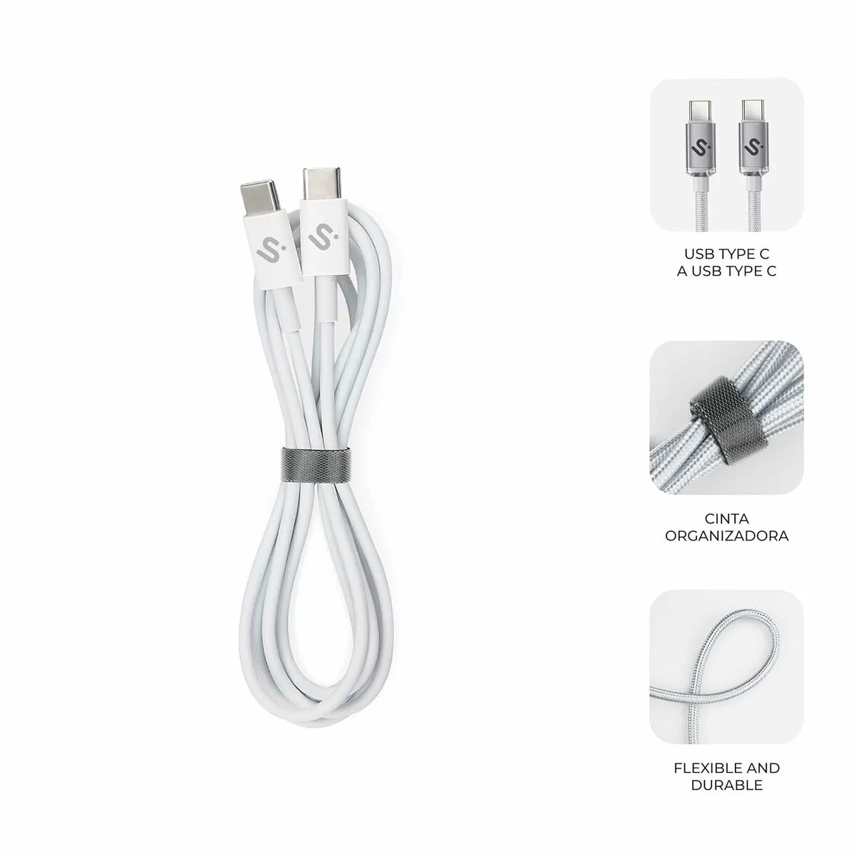 Cable USB-C a USB-C Subblim PLUS Negro 1 m