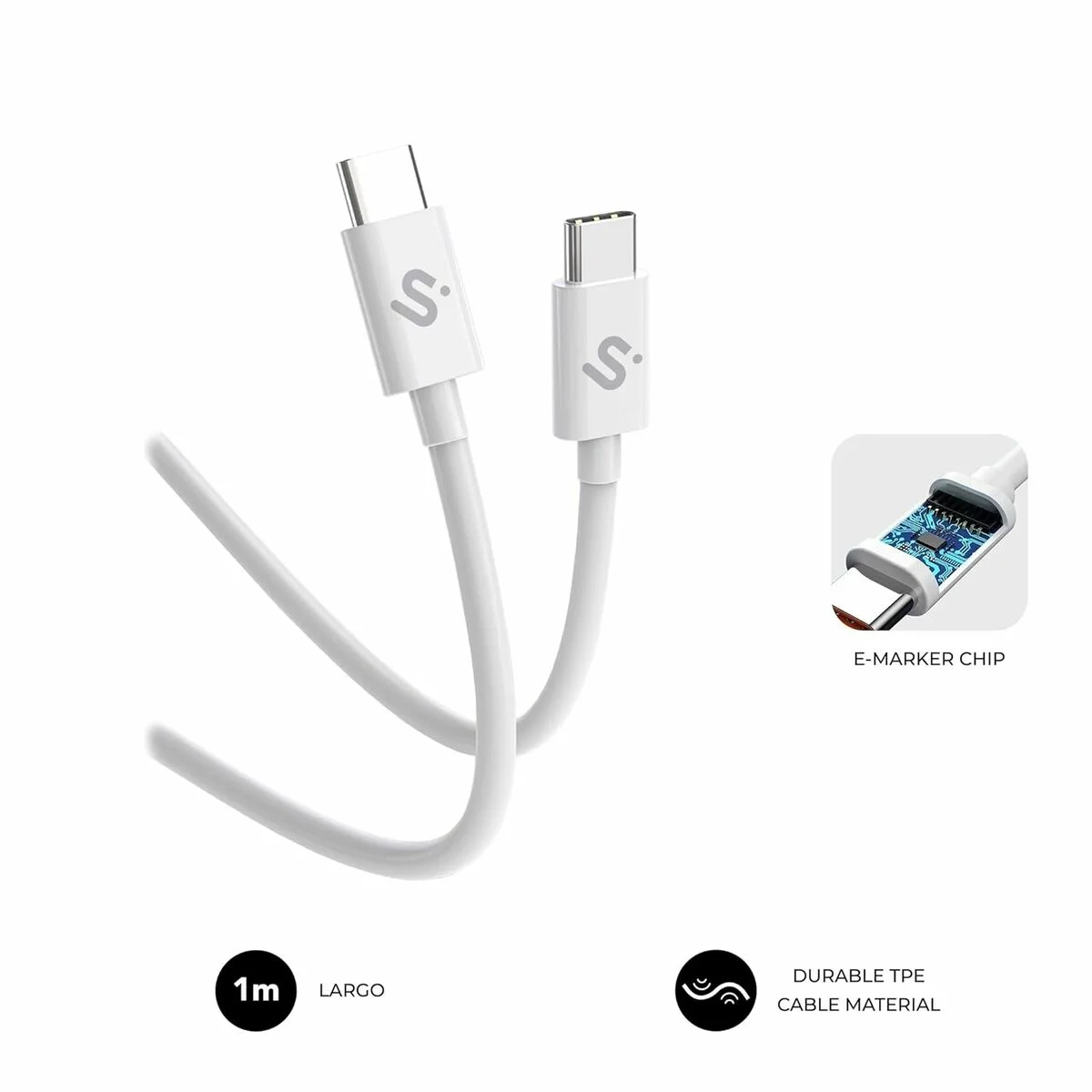 Cable USB-C a USB-C Subblim PLUS Negro 1 m