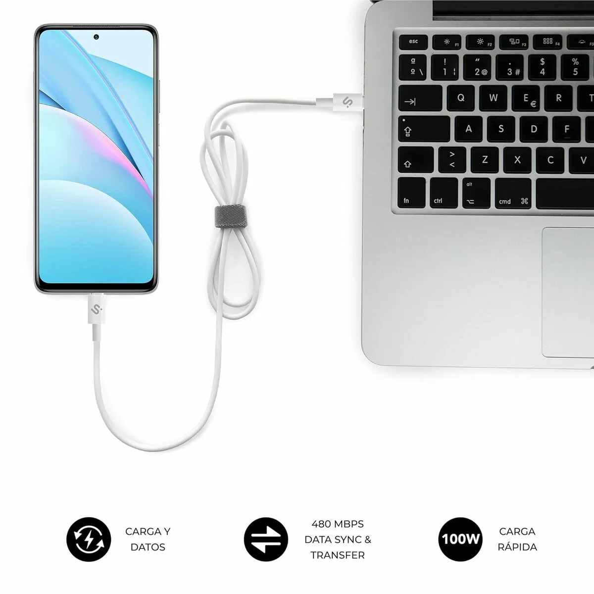 Cable USB-C a USB-C Subblim PLUS Negro 1 m