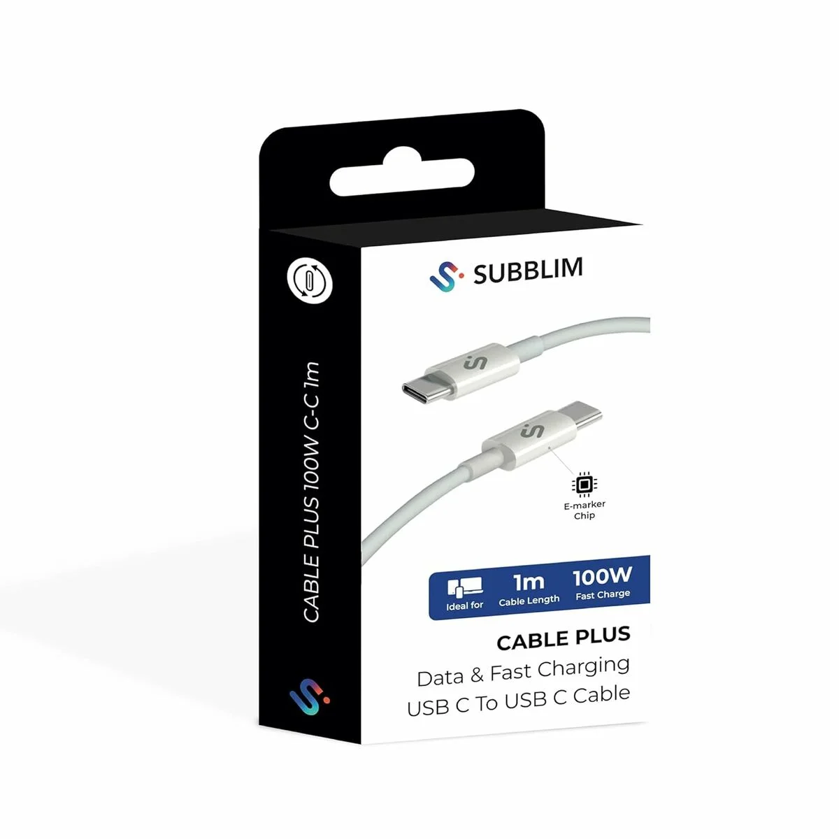 Cable USB-C a USB-C Subblim PLUS Negro 1 m