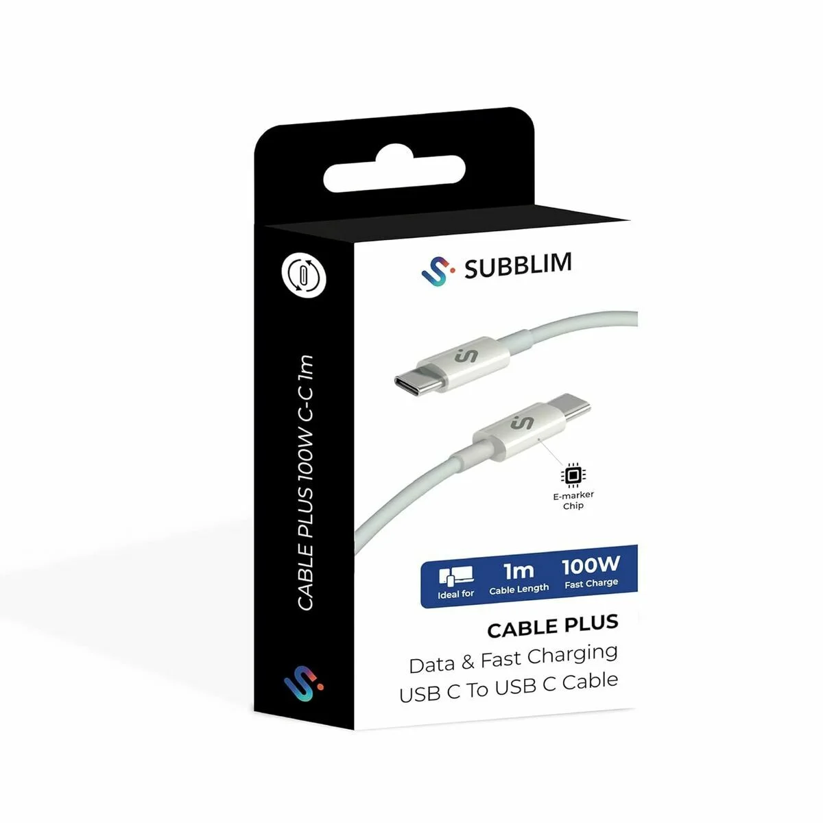 Cable USB-C a USB-C Subblim PLUS Negro 1 m