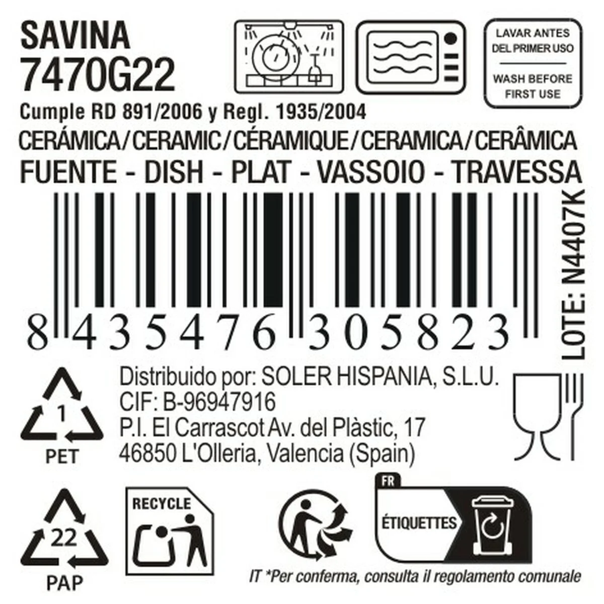 Fuente de Cocina La Mediterránea Savina Ovalado Ø 33 x 14,6 x 2,5 cm (8 Unidades)