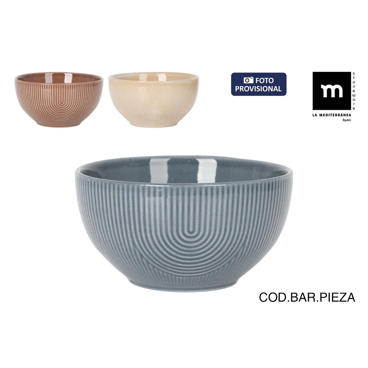 Cuenco La Mediterránea Totec 640 ml 14,5 X 7,5 CM (18 Unidades)