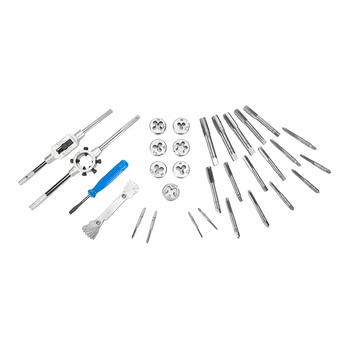 Set of Screw Cutting Taps and Threaders Workpro M3 x 0,5, M4 x 0,7, M5 x 0,8, M6 x 1,00, M7 x 1, M8 x 1,25, M10 x 1,5, M12 x 1,7