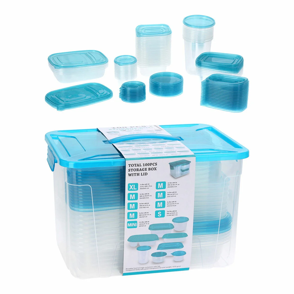 Cajas de almacenamiento Lifetime Verde Transparente Plástico Con Tapa (50 Unidades)