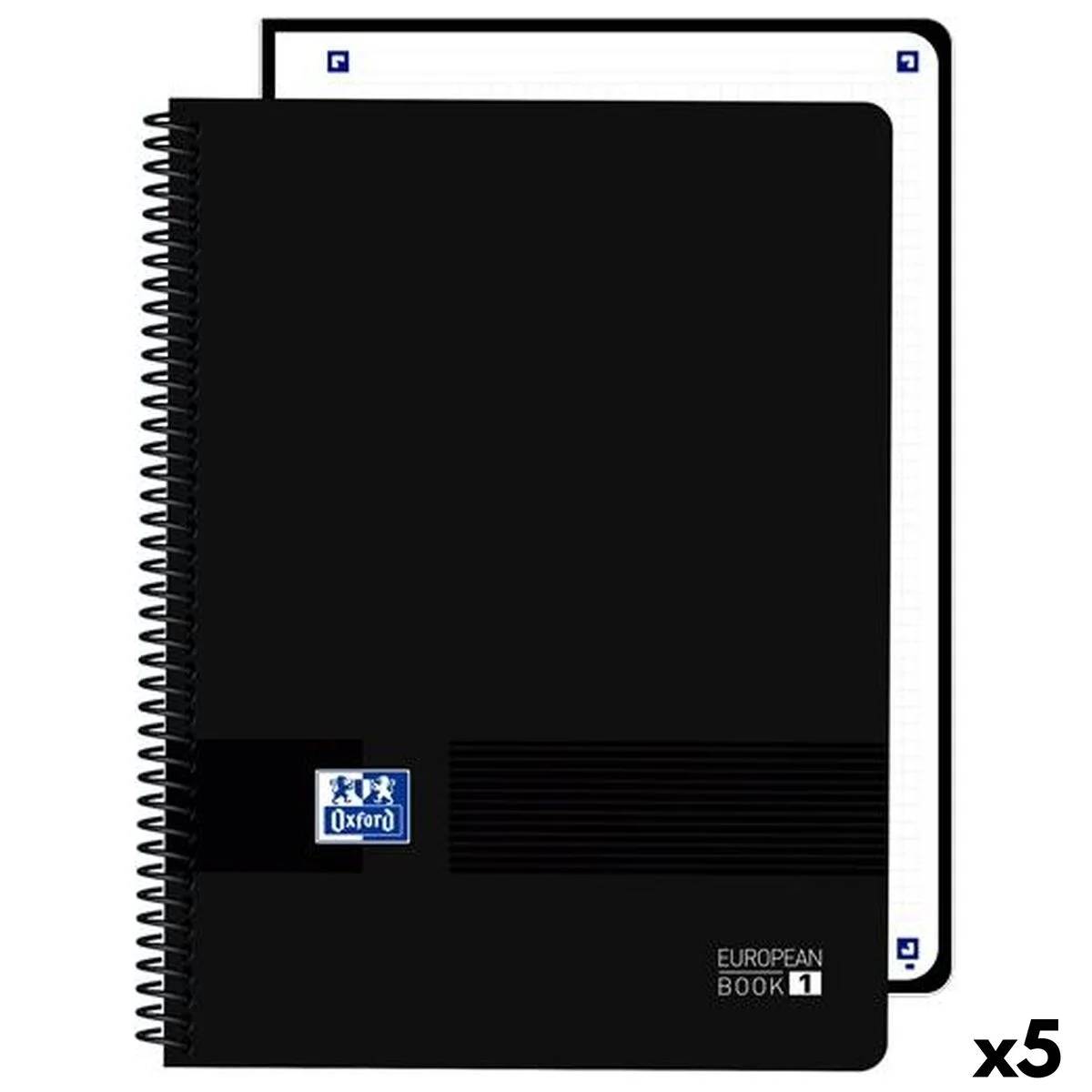 Cuaderno Oxford LIVE&GO Negro A4 80 Hojas (5 Unidades)