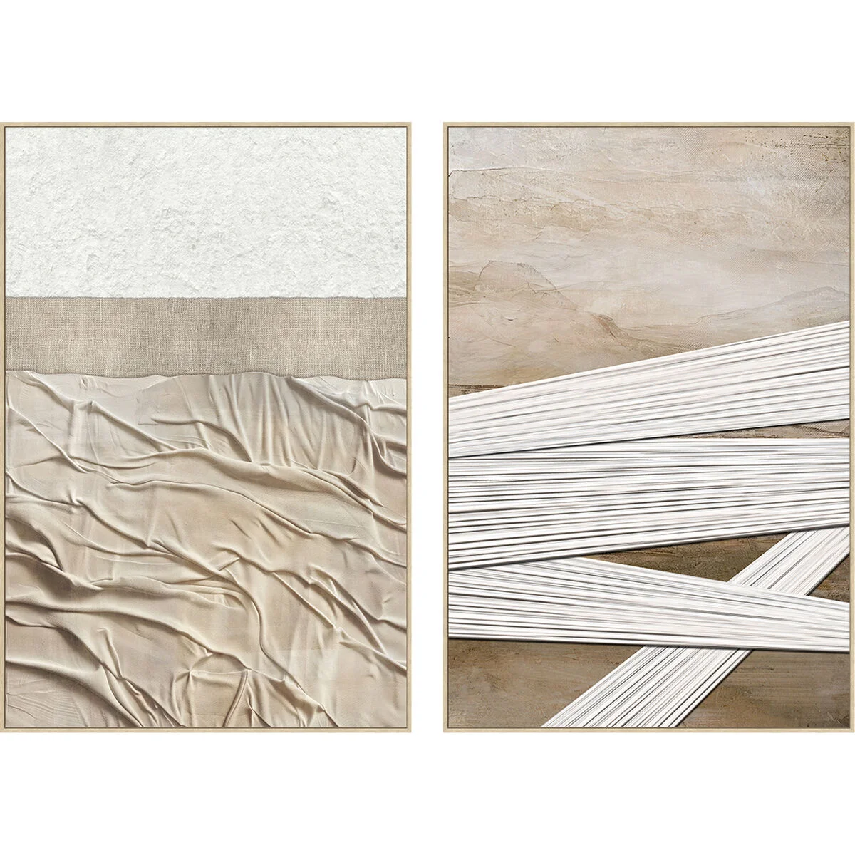 Cuadro Home ESPRIT Blanco Beige Moderno Urbano (2 Unidades)