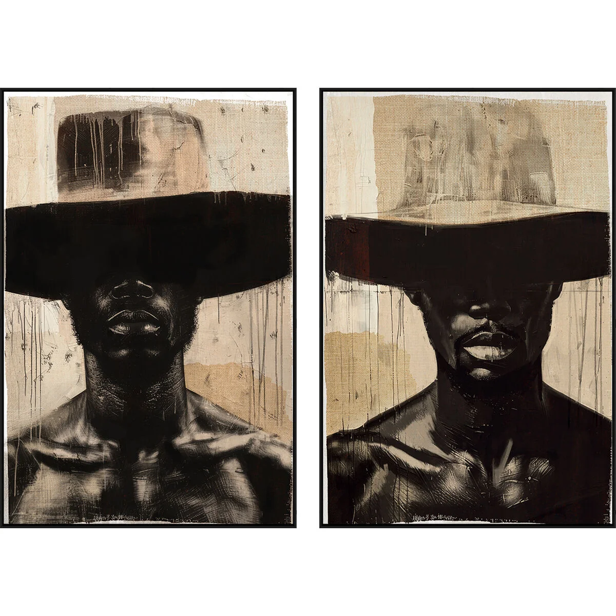 Cuadro Home ESPRIT Marrón Negro Colonial (2 Unidades)