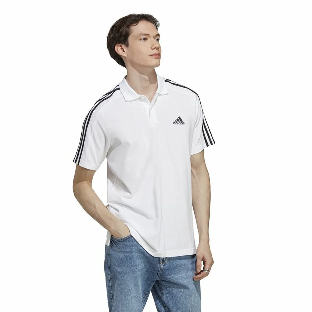 Polo de Manga Corta Hombre Adidas Essentials Blanco XL