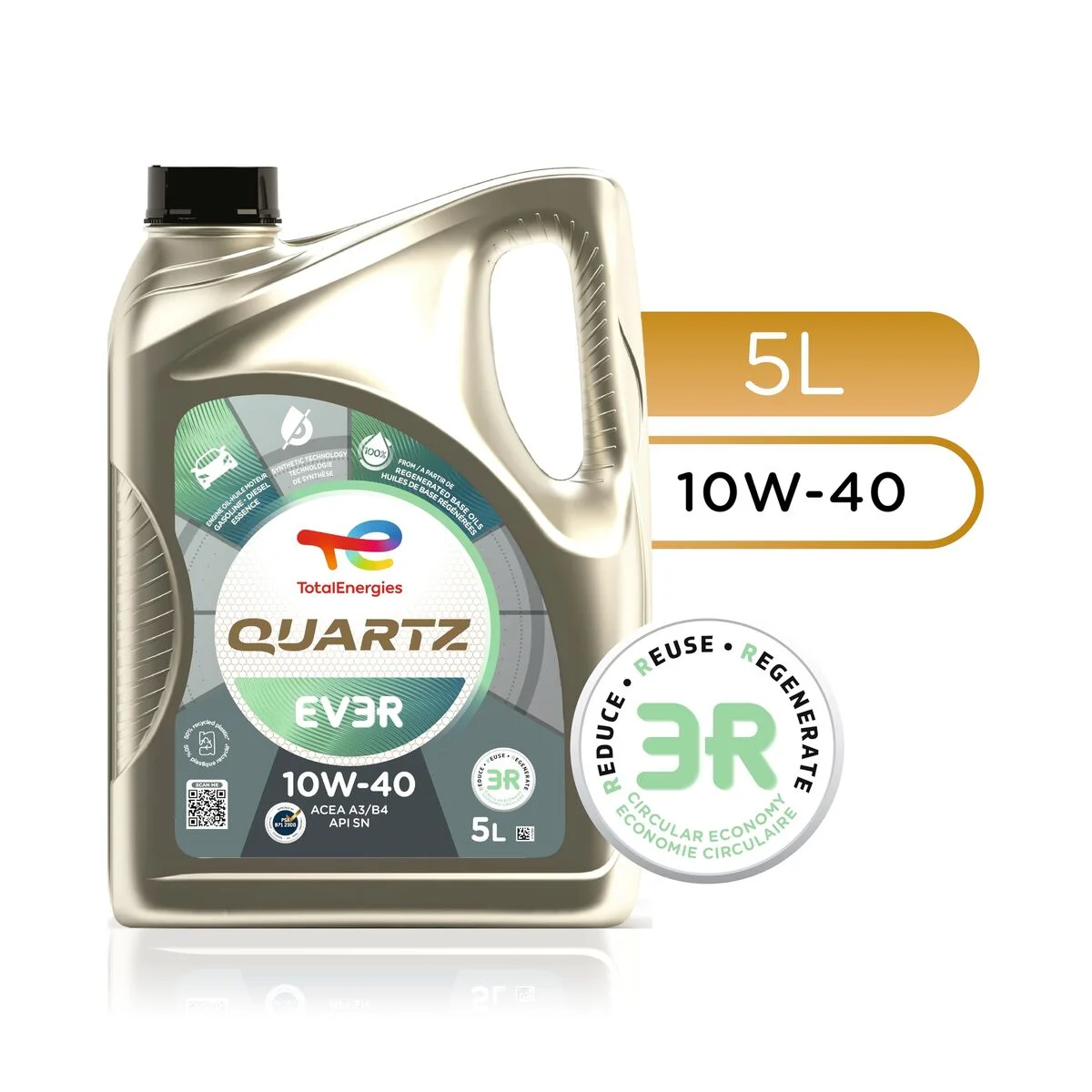Aceite de Motor para Coche Totalenergies Quartz EV3R 10W40 5 L