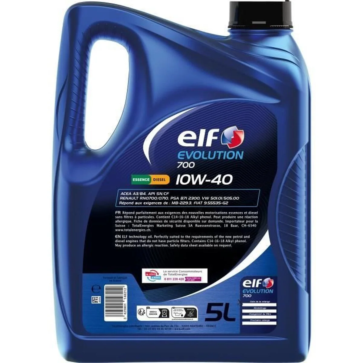 Aceite de Motor para Coche Elf Evolution 700 10W40 5 L