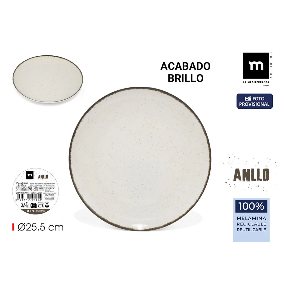 Plato Llano La Mediterránea 25,5 cm (24 Unidades)