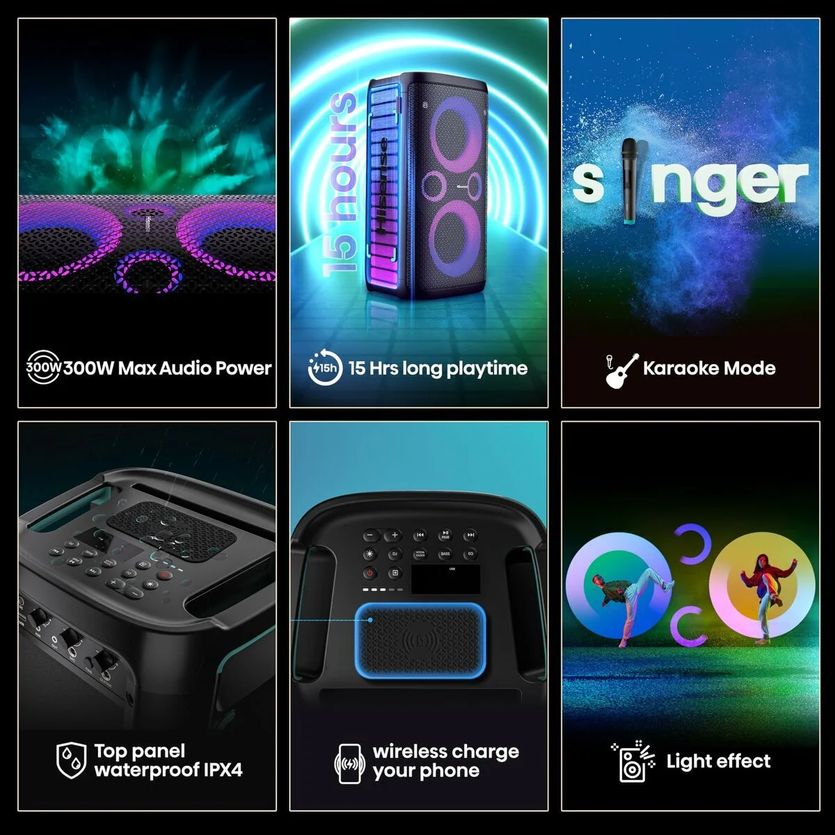 Altavoz Bluetooth Portátil Hisense PARTY STORM Negro 300 W