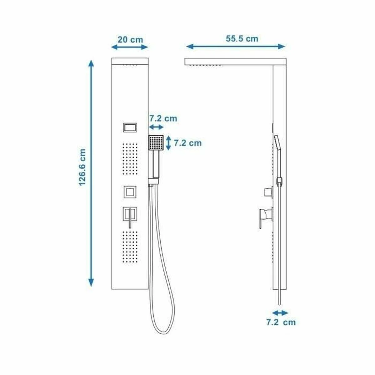 Columna de Ducha Rousseau Torquay ABS 126,6 x 20 cm Hidromasaje