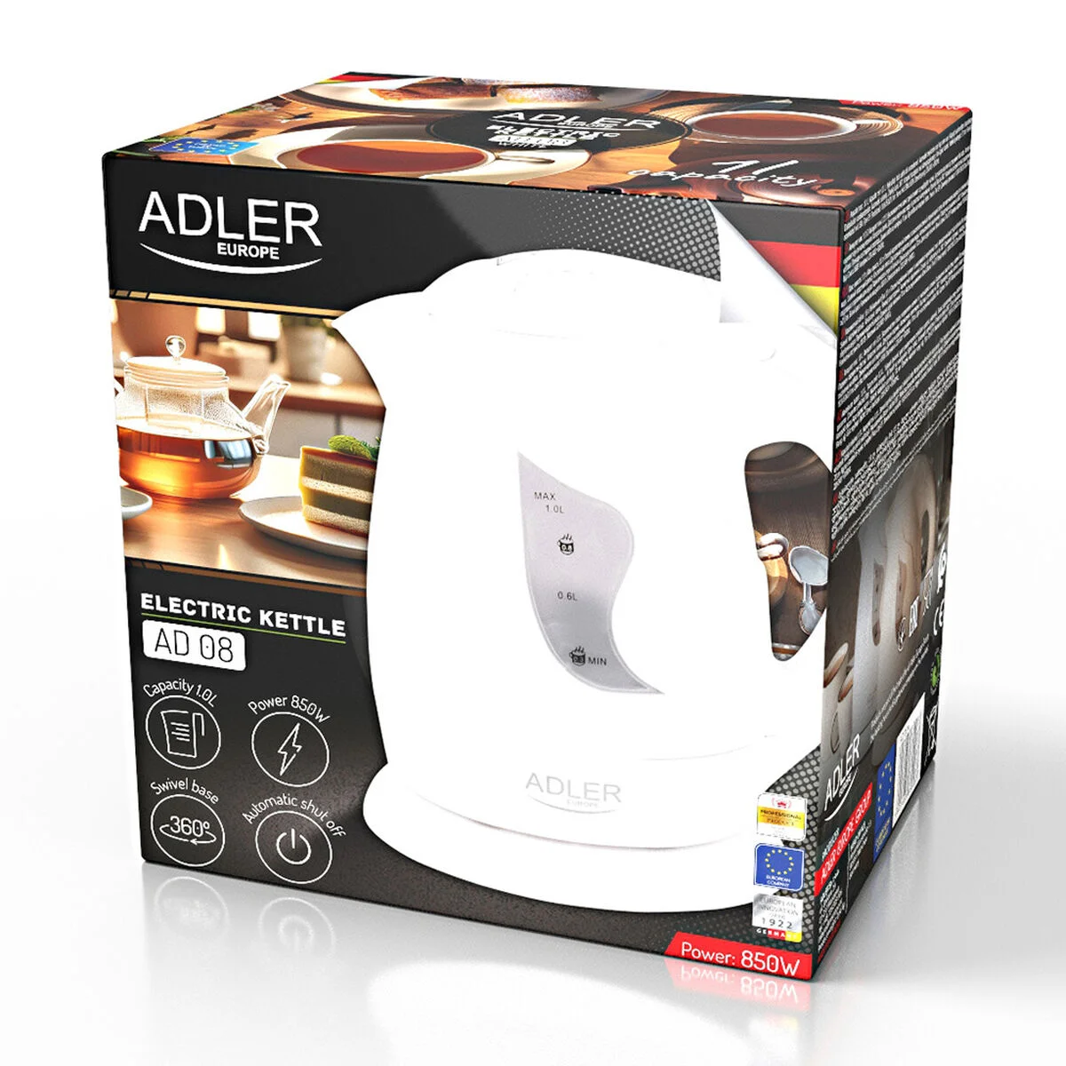 Hervidor y Tetera Eléctrica Adler AD 08w Blanco 1 L Plástico
