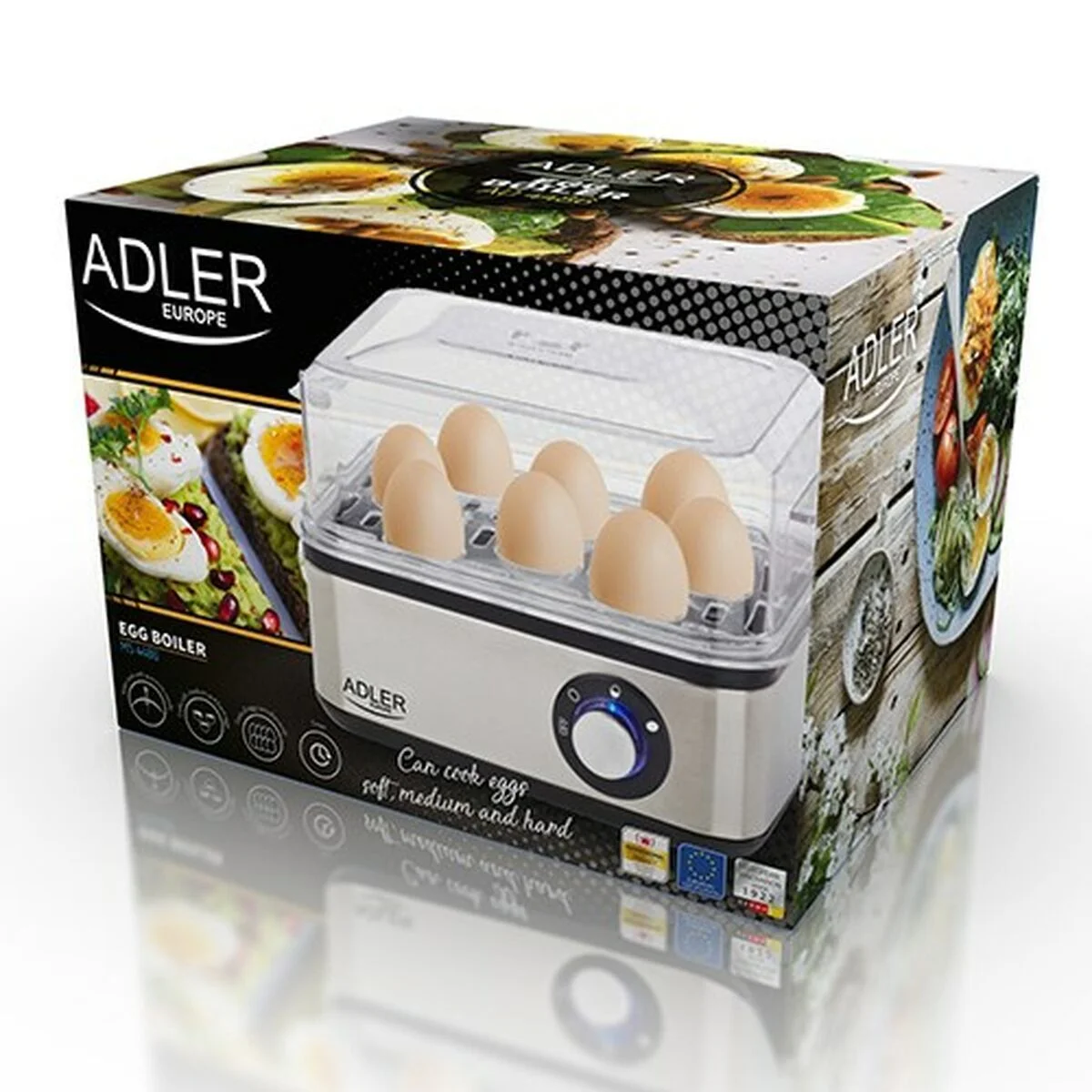Hervidor de huevos Adler AD 4486 Negro Plateado