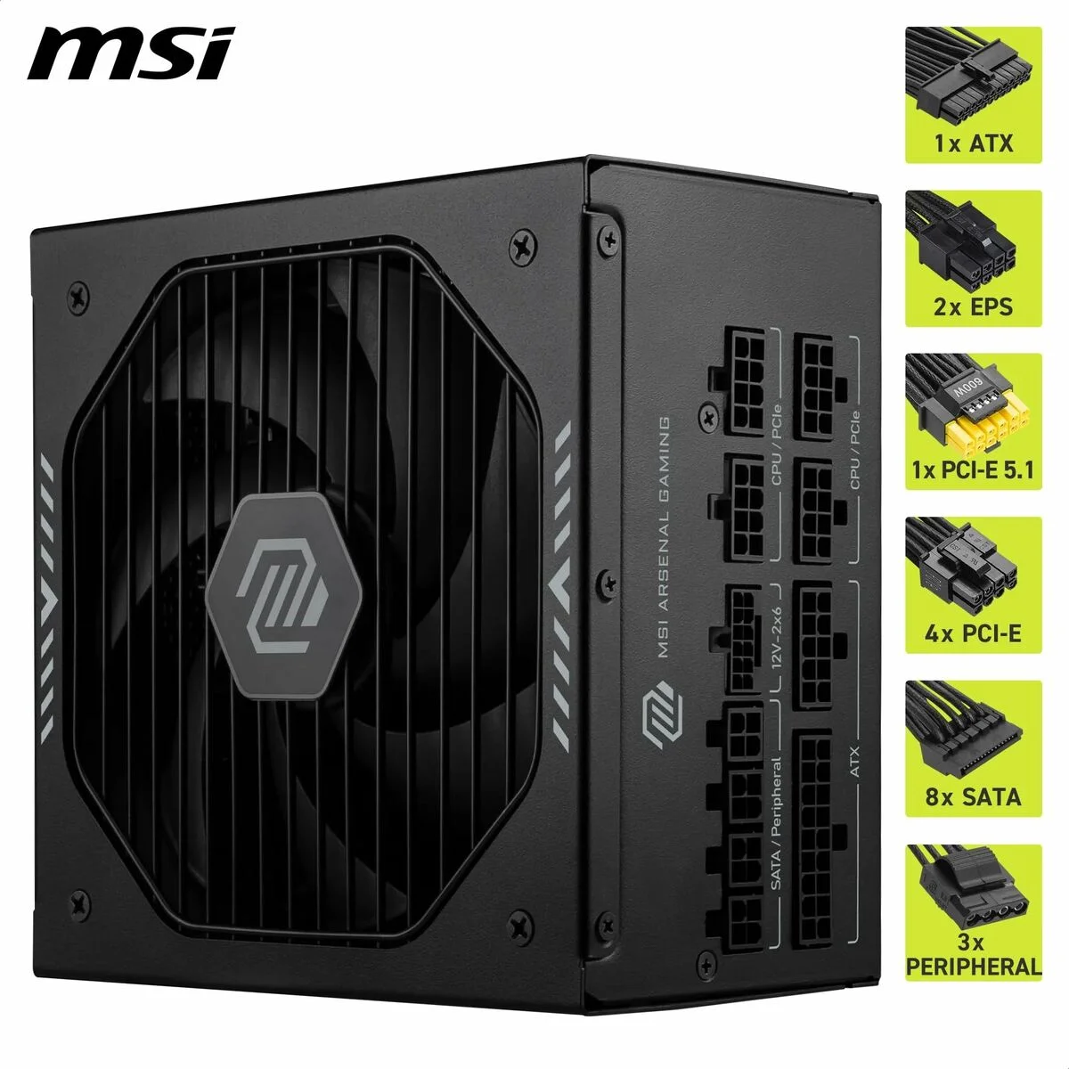 Fuente de Alimentación MSI 306-7ZPIY11-CE0 850 W 80 Plus Gold ATX