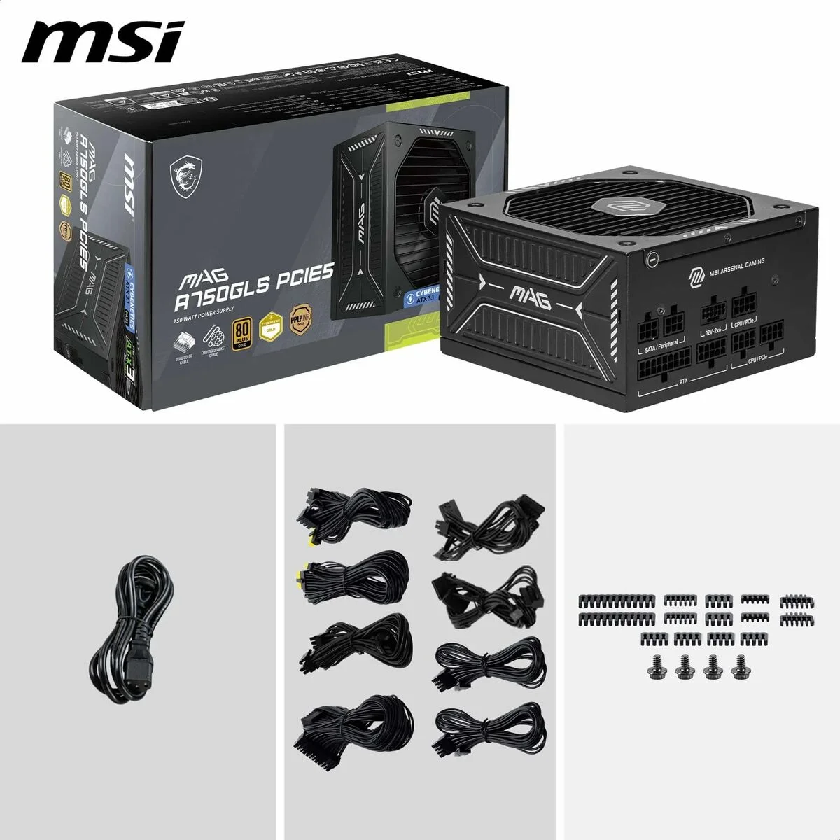 Fuente de Alimentación MSI 306-7ZP1B11-CE0 750 W 80 Plus Gold ATX