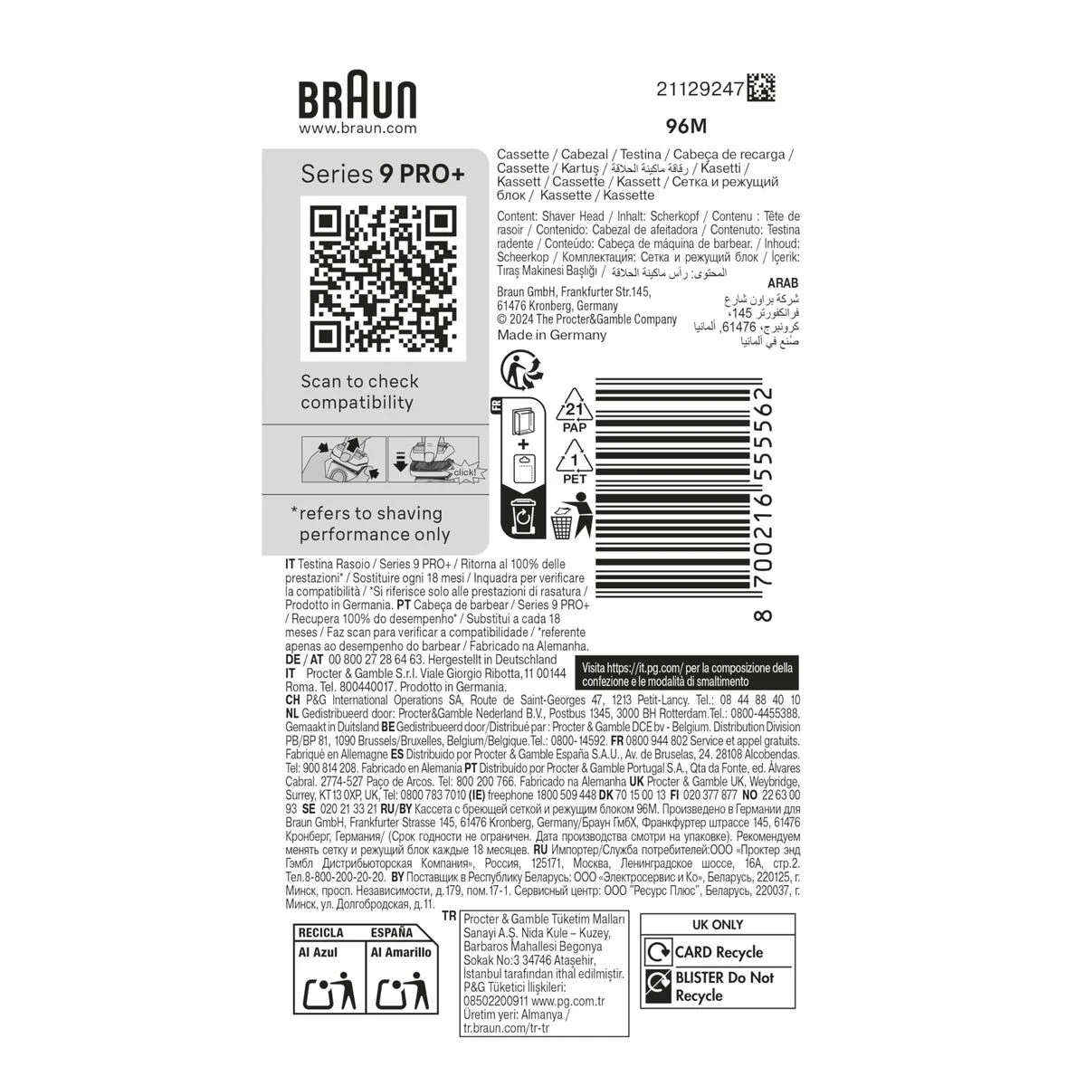 Cabezal de Recambio Braun 96M