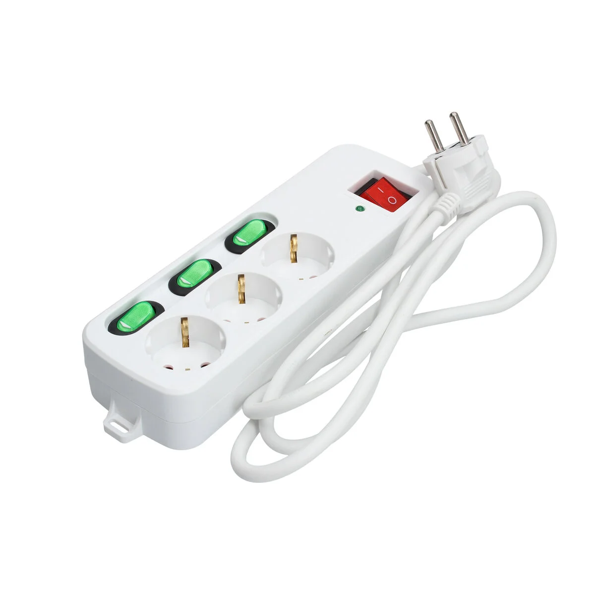 Regleta Enchufes 3 Tomas con Interruptor TM Electron 3680 W Blanco (1,5 m)