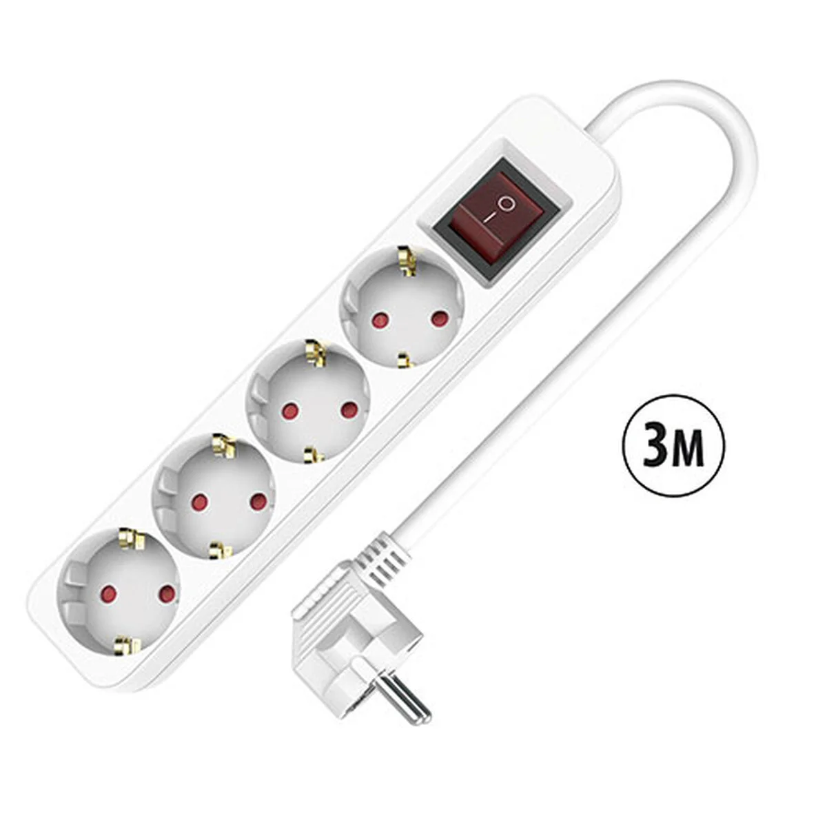 Regleta Enchufes 4 Tomas con interruptor TM Electron 3680 W Blanco (3 m)