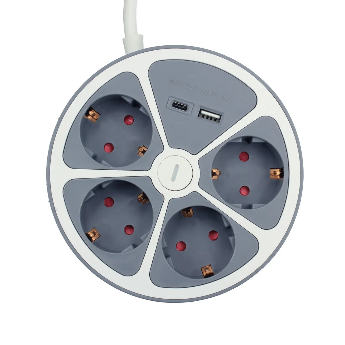 Regleta Enchufes 4 Tomas con interruptor TM Electron 3680 W Blanco Gris 30 W (1,5 m)