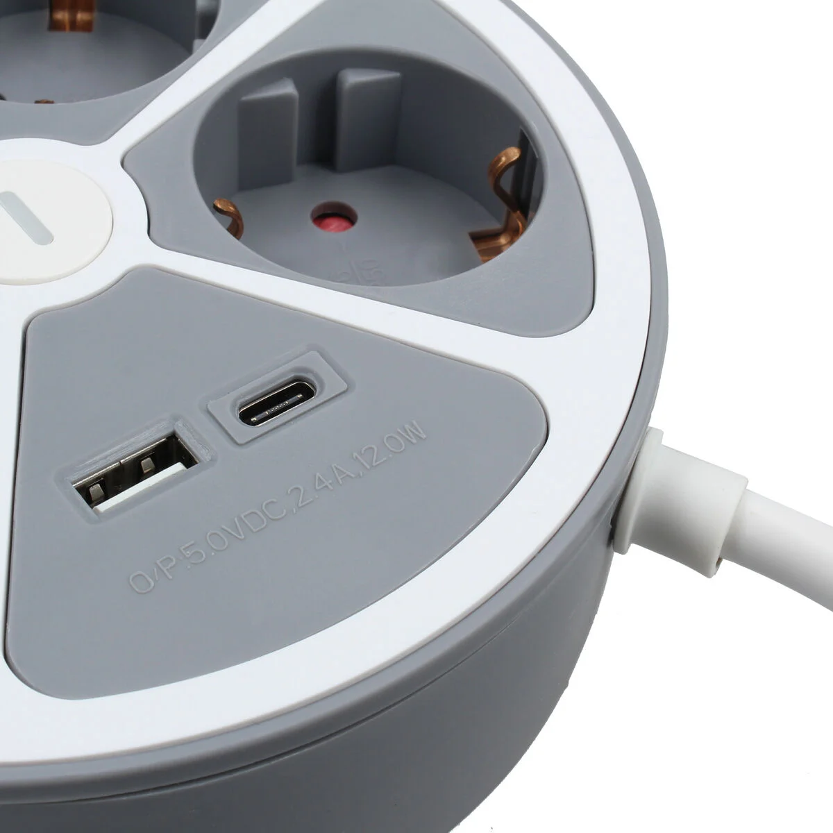 Regleta Enchufes 4 Tomas con interruptor TM Electron 3680 W Blanco Gris 30 W (1,5 m)